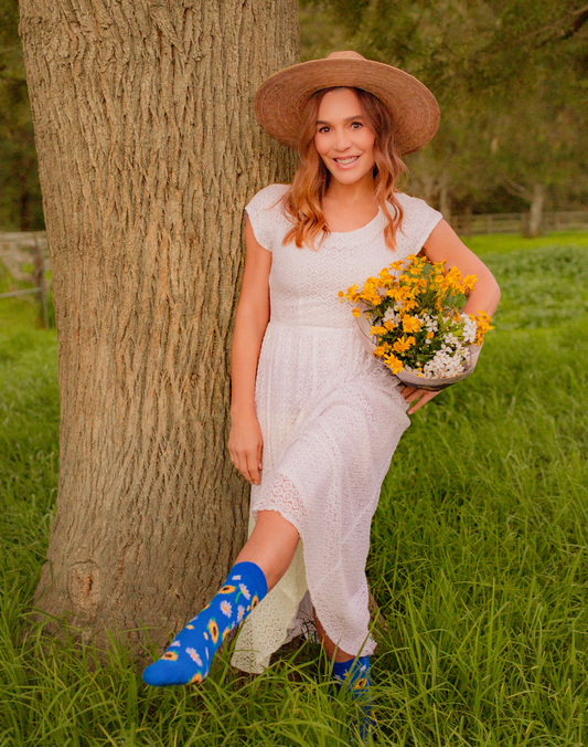 WOMENS FLOWERS BAMBOO SOCK