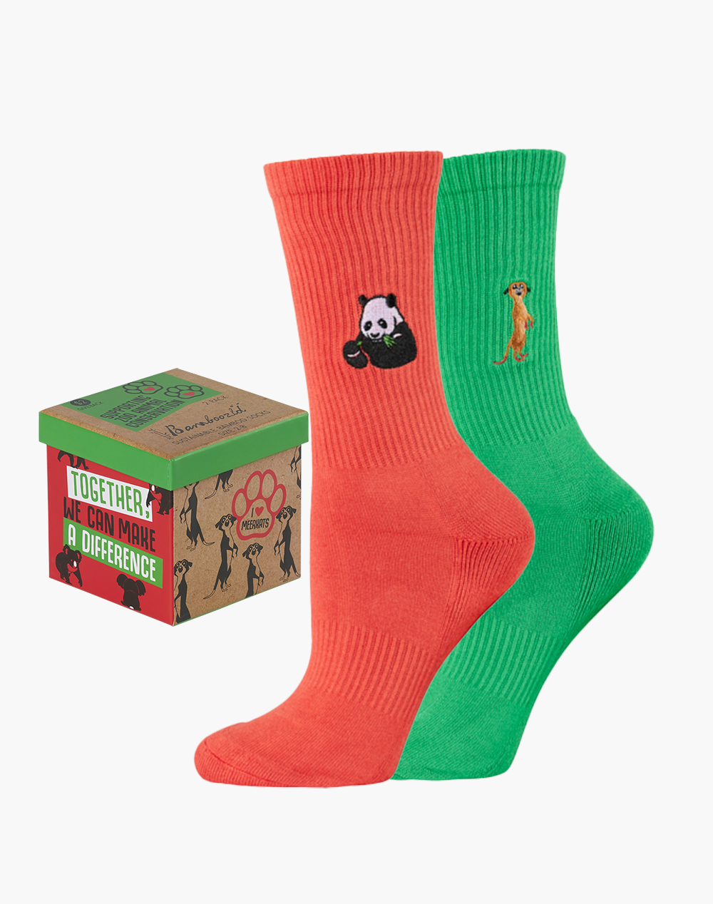 WOMENS PANDA & MEERKAT 2PK ZOO CONSERVATION GIFT BOX