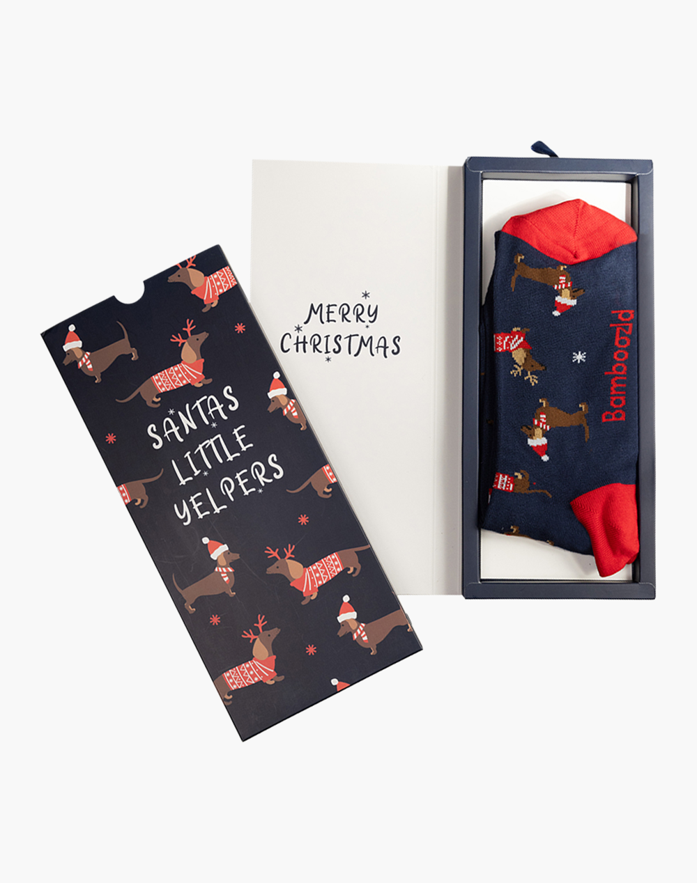 MENS SANTAS LITTLE YELPERS SOCK CARD