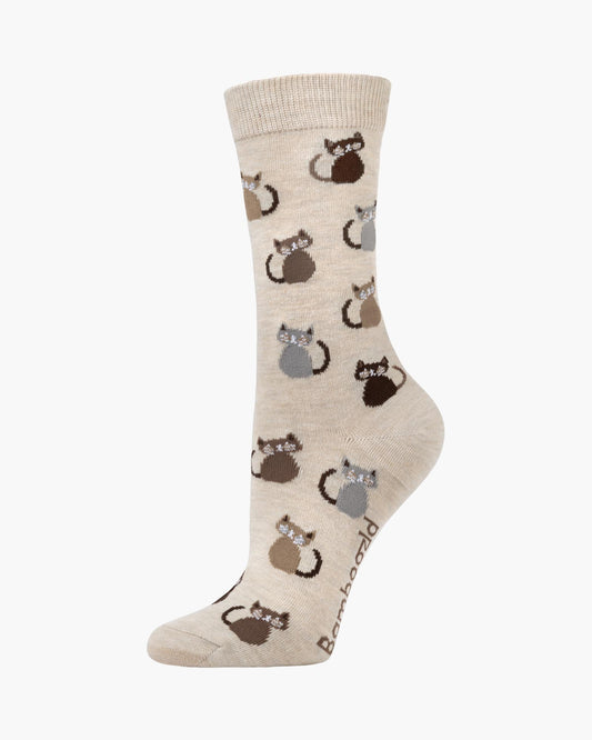WOMENS CATS BAMBOO SOCK - SAND