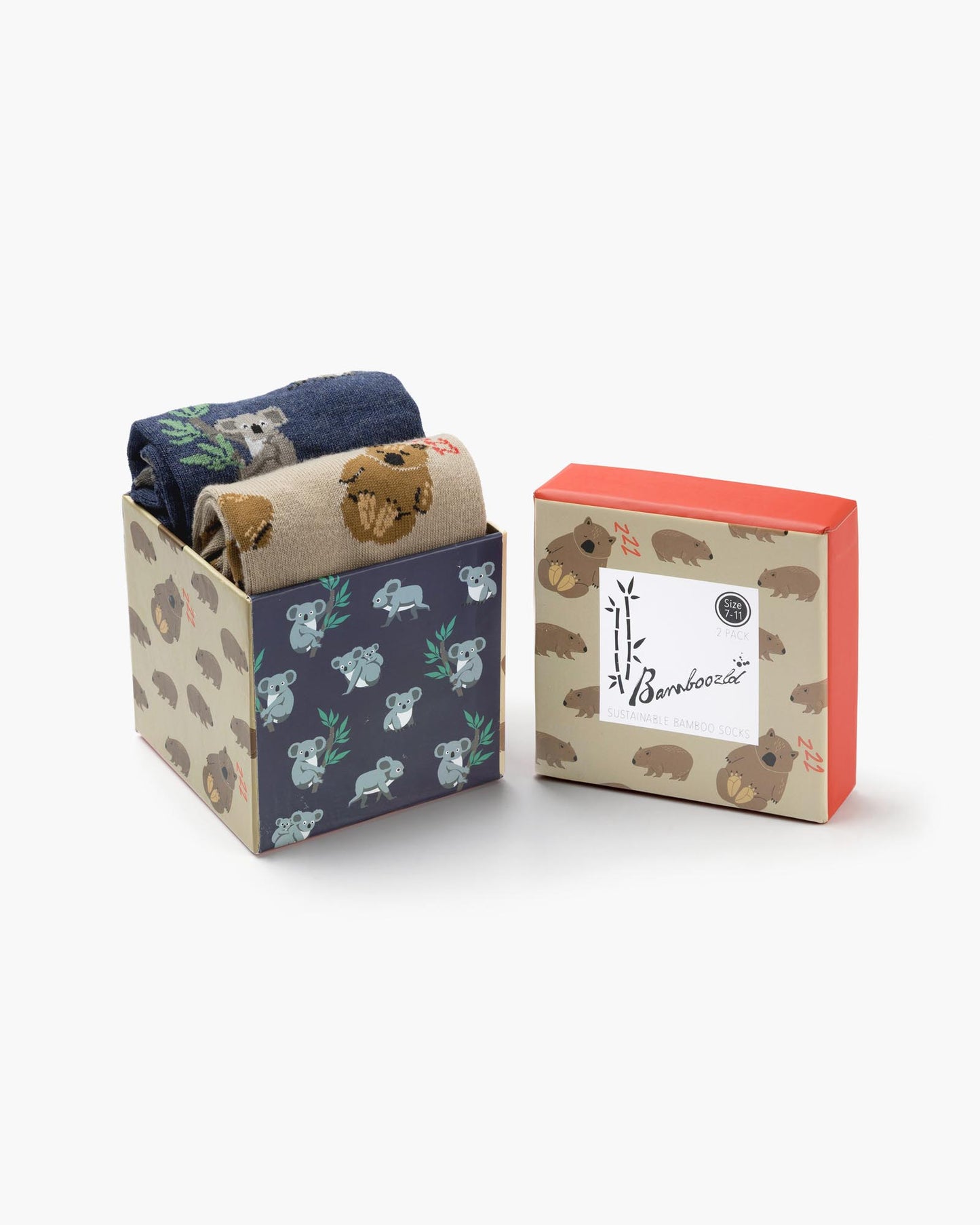 MENS WALLY WOMBAT & KOALA 2PK GIFT BOX