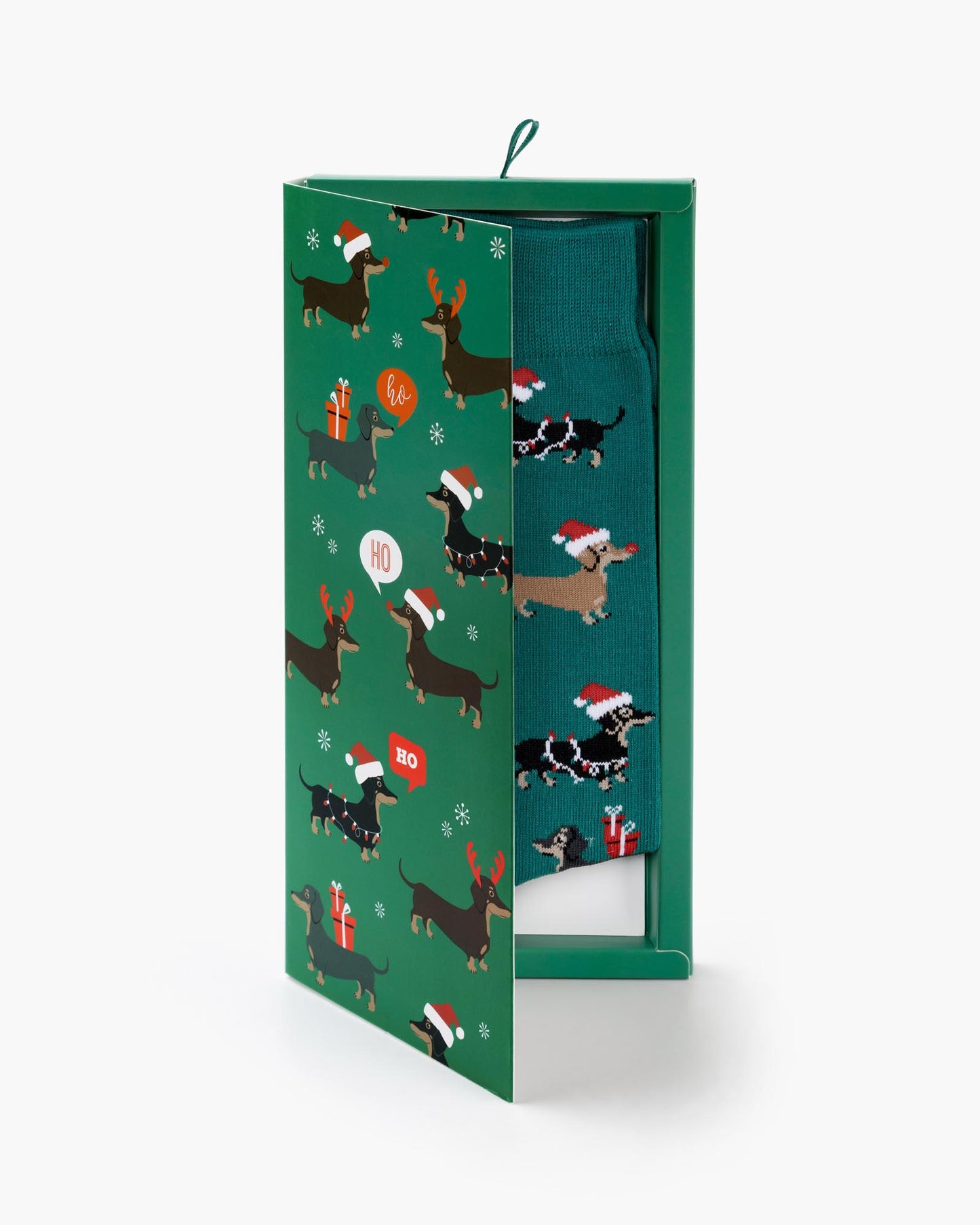 MENS HO HO HO DASH BAMBOO SOCK CARD - GREEN