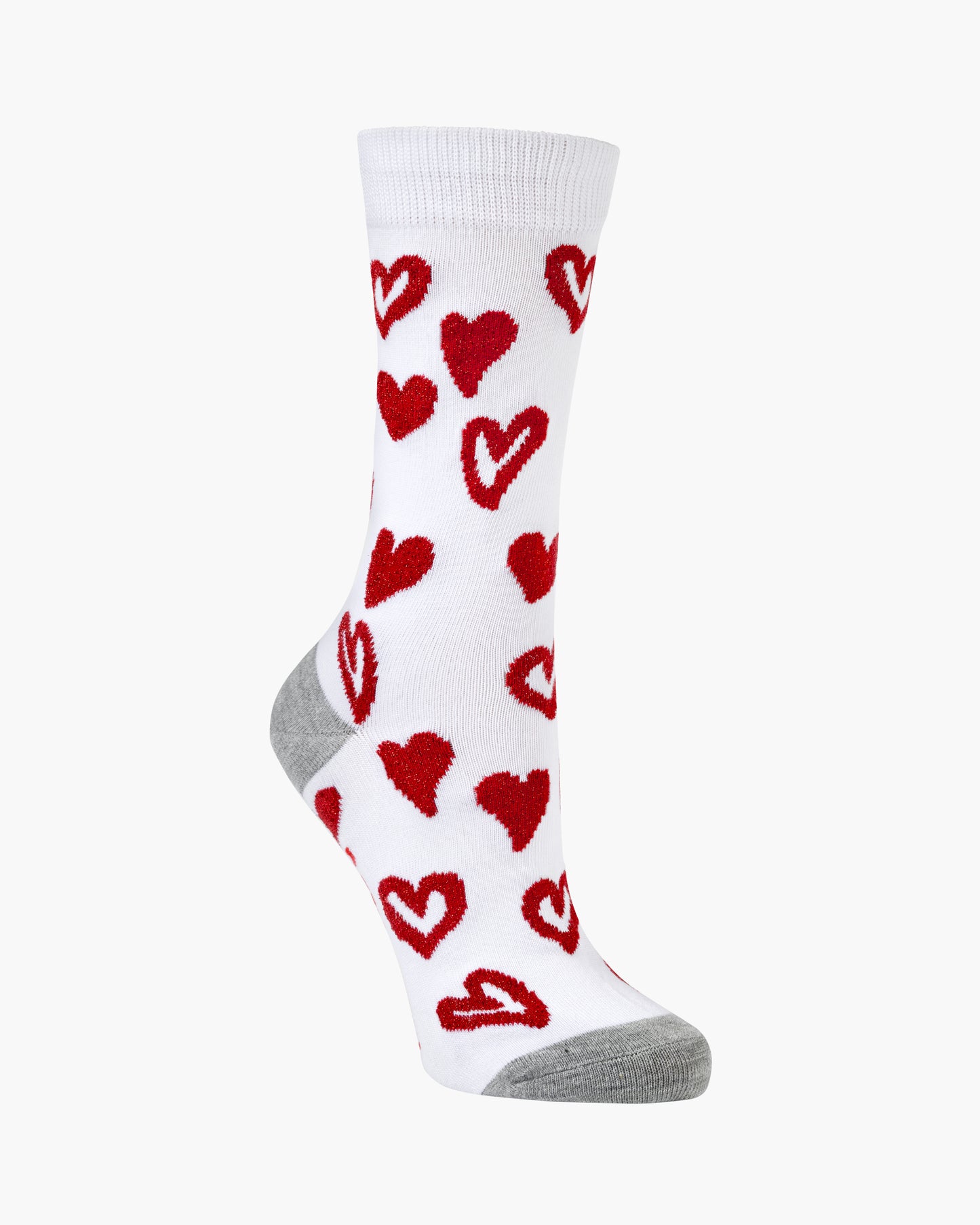 WOMENS LUREX HEARTS BAMBOO SOCK