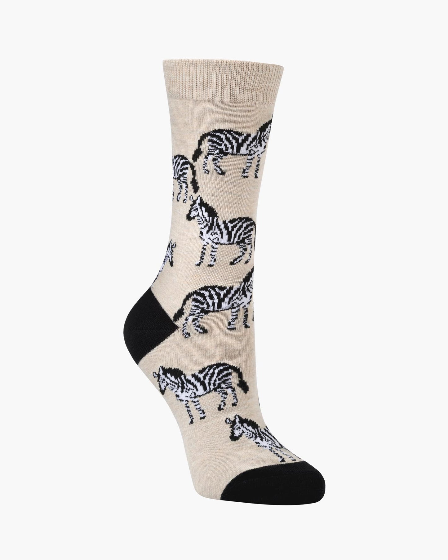 WOMENS ZEBRA BAMBOO SOCK - SAND