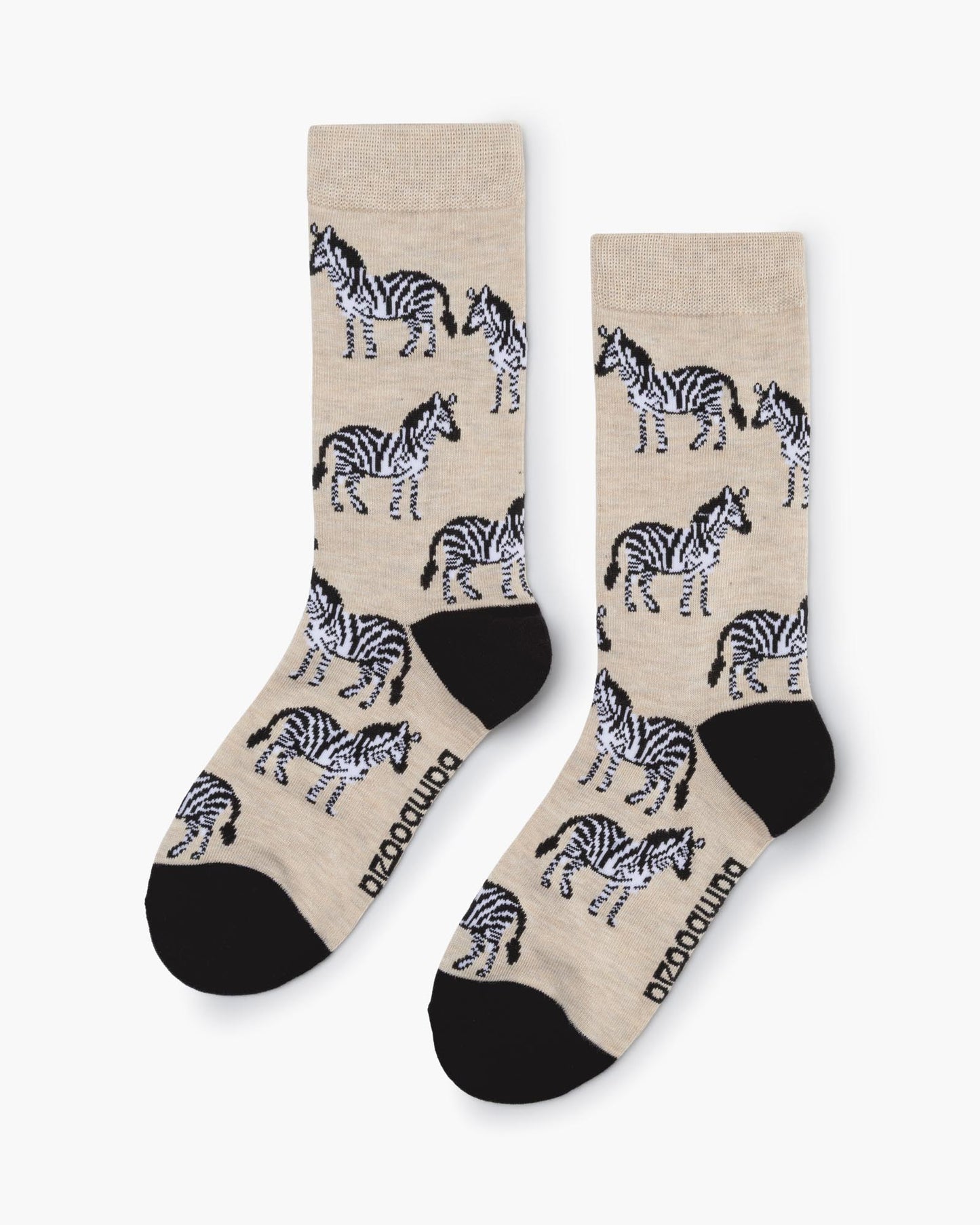WOMENS ZEBRA BAMBOO SOCK - SAND