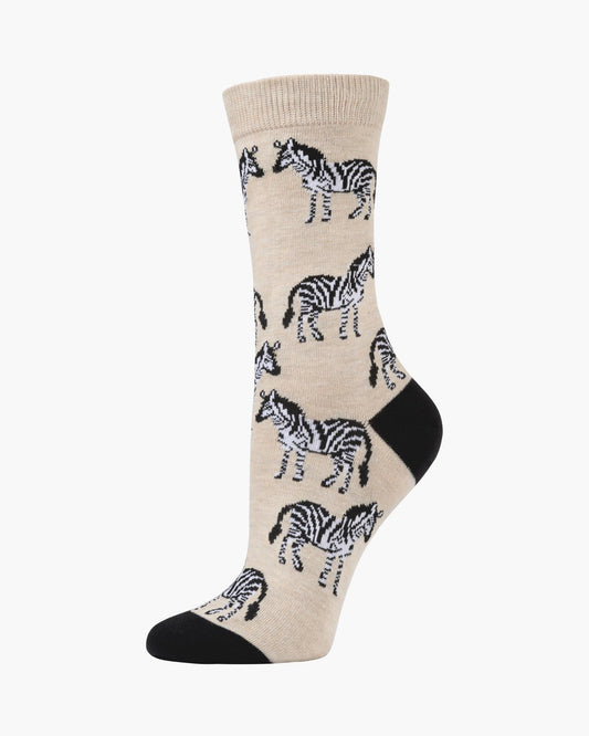 WOMENS ZEBRA BAMBOO SOCK - SAND