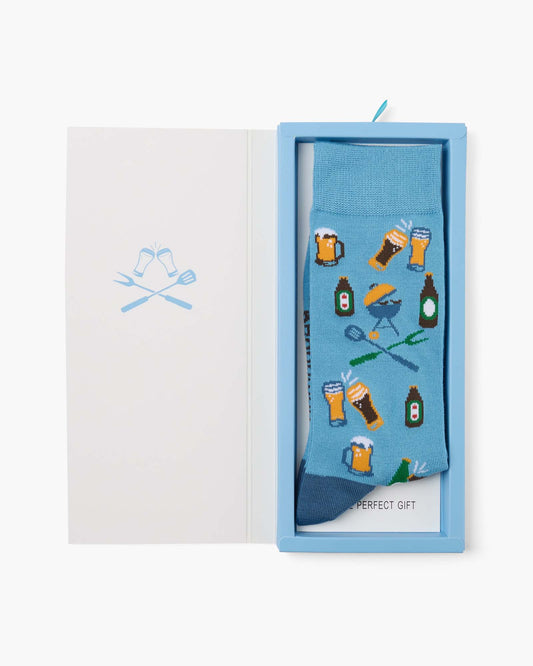 MENS BBQ KING BAMBOO SOCK CARD