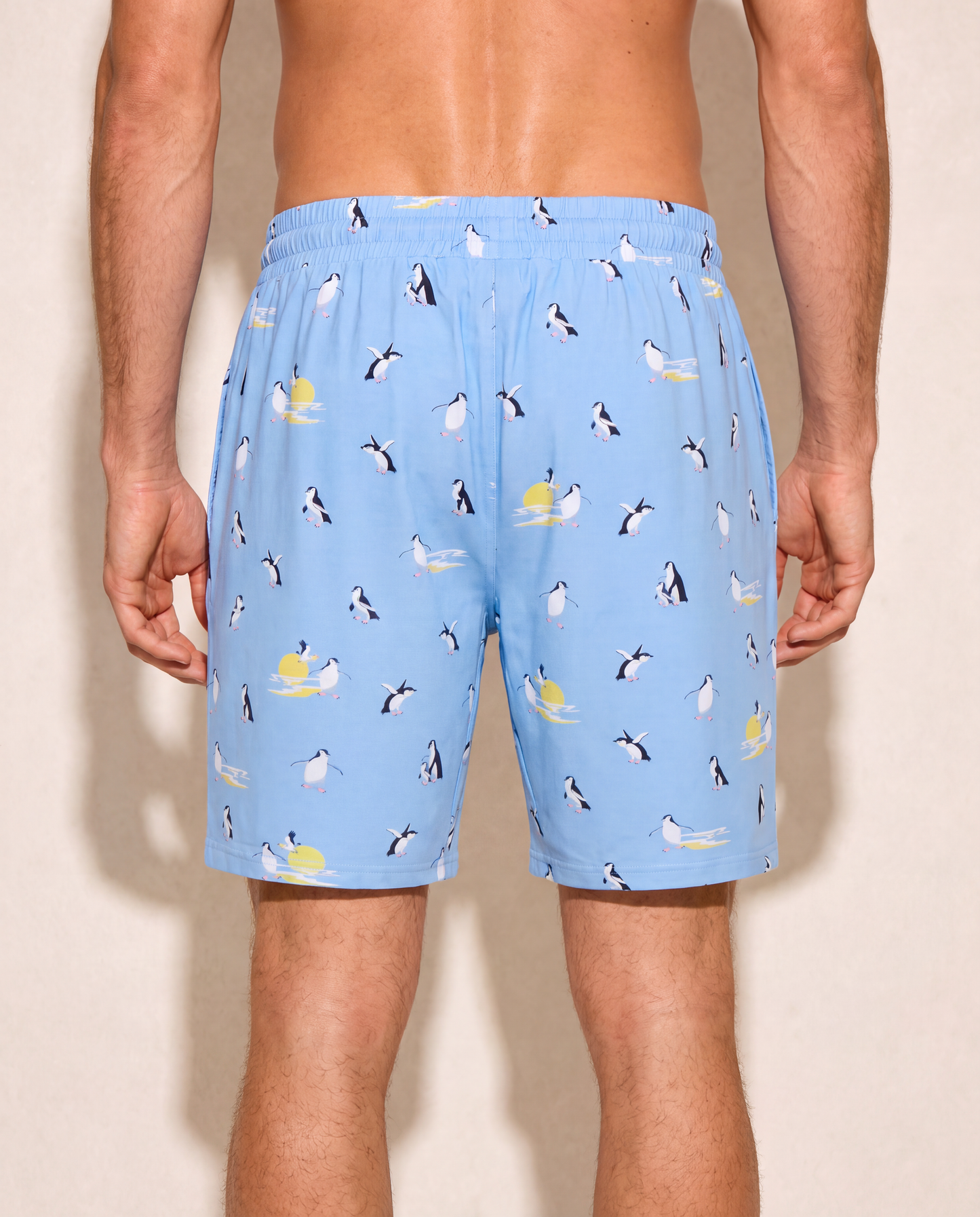 MENS SUNSET PENGUINS BAMBOO JERSEY SLEEP SHORT