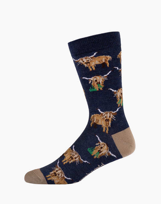 MENS HIGHLANDER COW BAMBOO SOCK