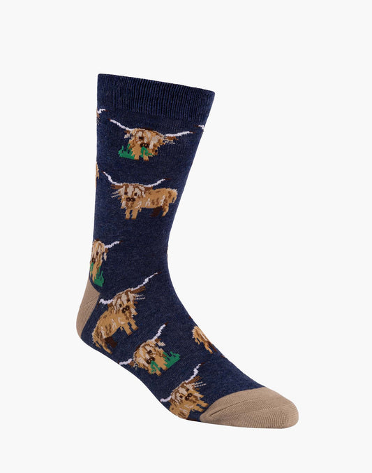 MENS HIGHLANDER COW BAMBOO SOCK