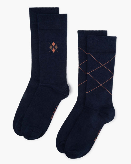 navy blue socks with argyle pattern