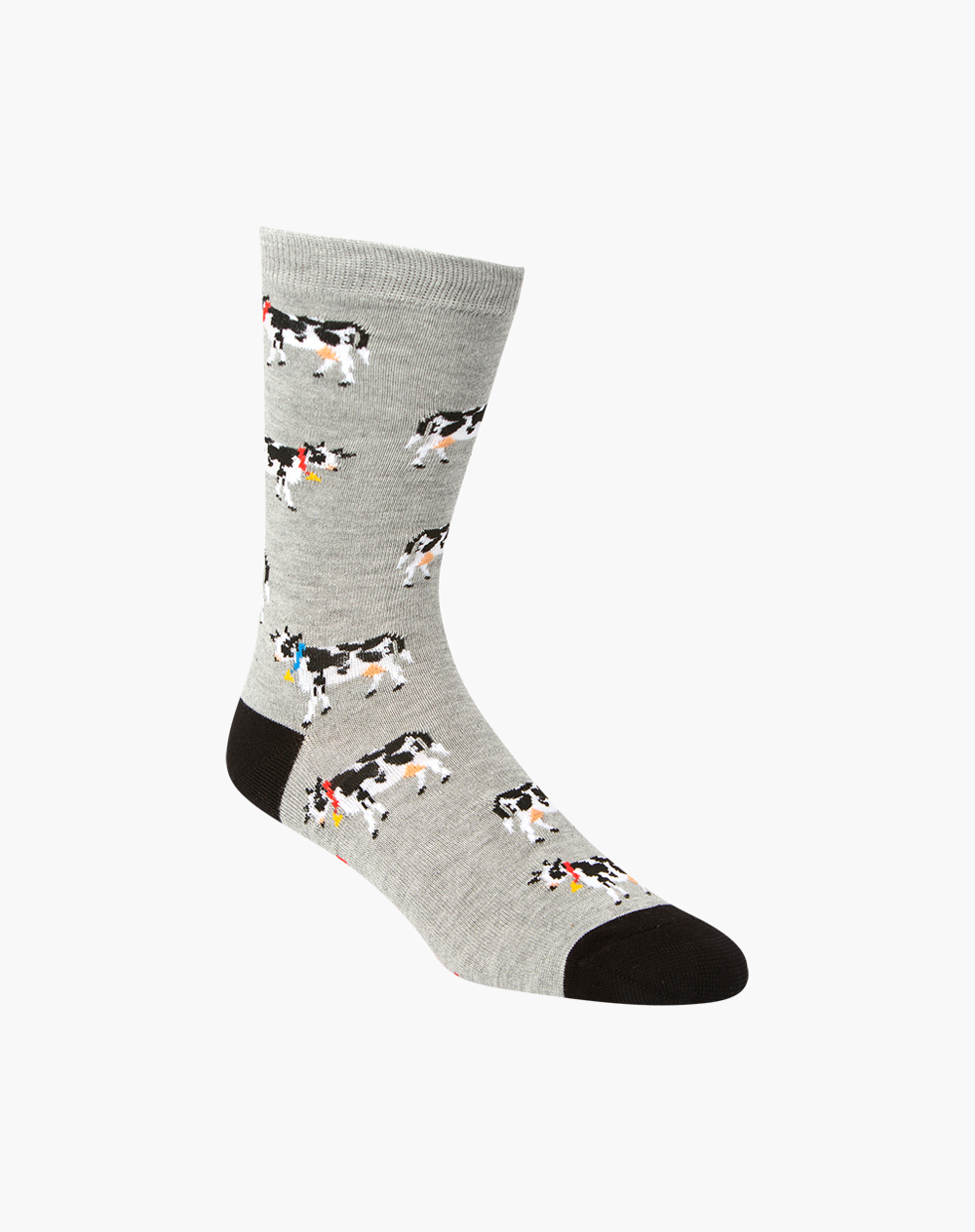 MENS GREY DAISY COW BAMBOO SOCK