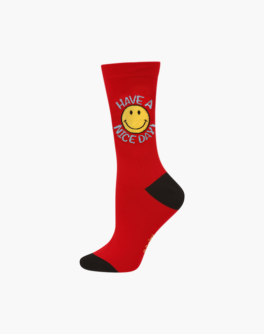 WOMENS SMILEY HAVE A NICE DAY BAMBOO SOCK