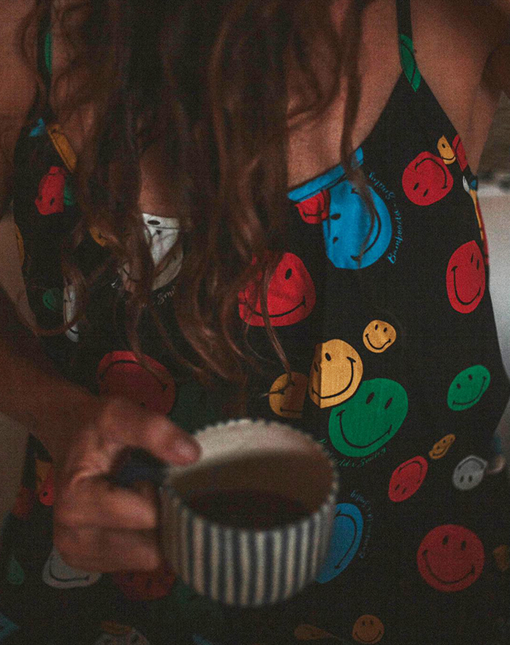 WOMENS SMILEY POSITIVE VIBES BAMBOO SLEEP NIGHTIE