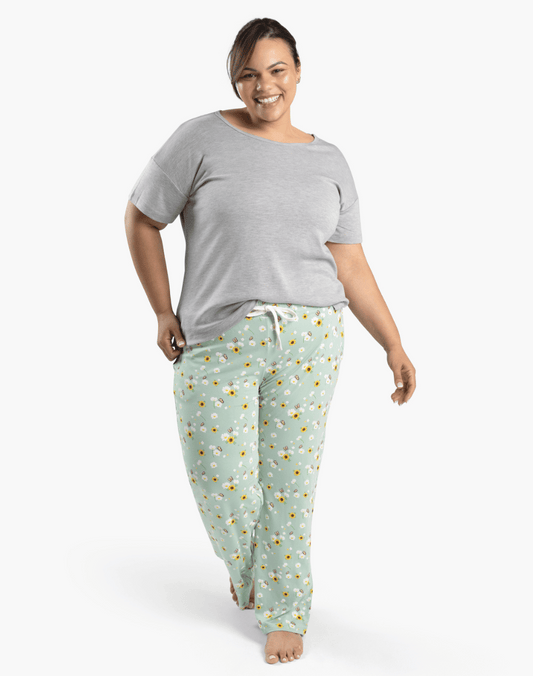 WOMENS FLOWERS BAMBOO JERSEY SLEEP PANT