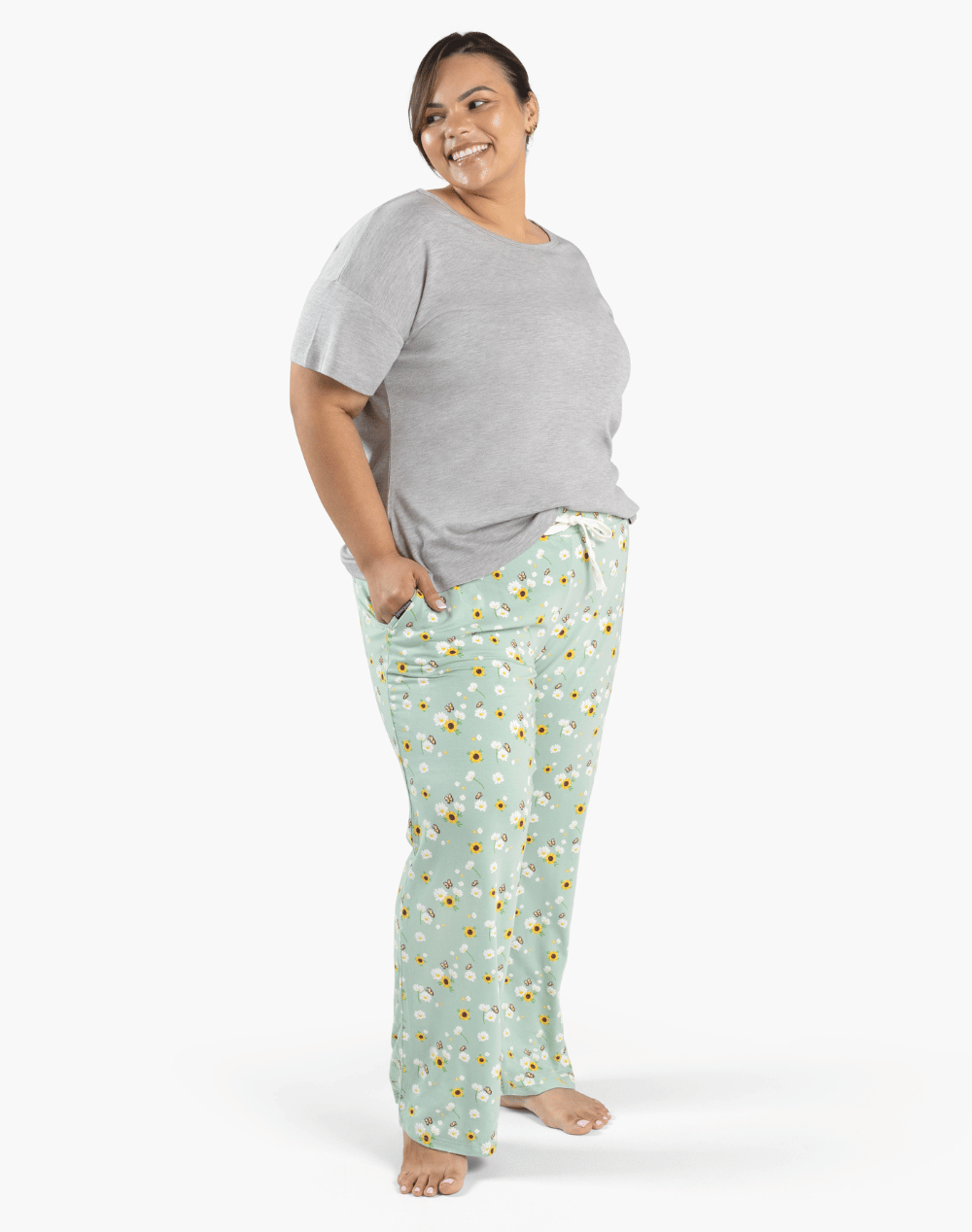 WOMENS FLOWERS BAMBOO JERSEY SLEEP PANT
