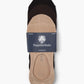 Three pairs of socks in black, brown, and beige no show socks