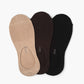 Three pairs of socks in black, brown, and beige no show socks