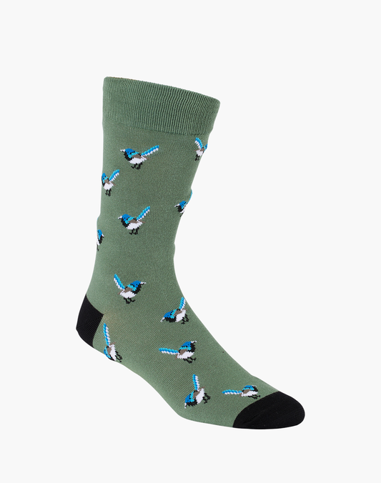 MENS BLUE WREN BAMBOO SOCK