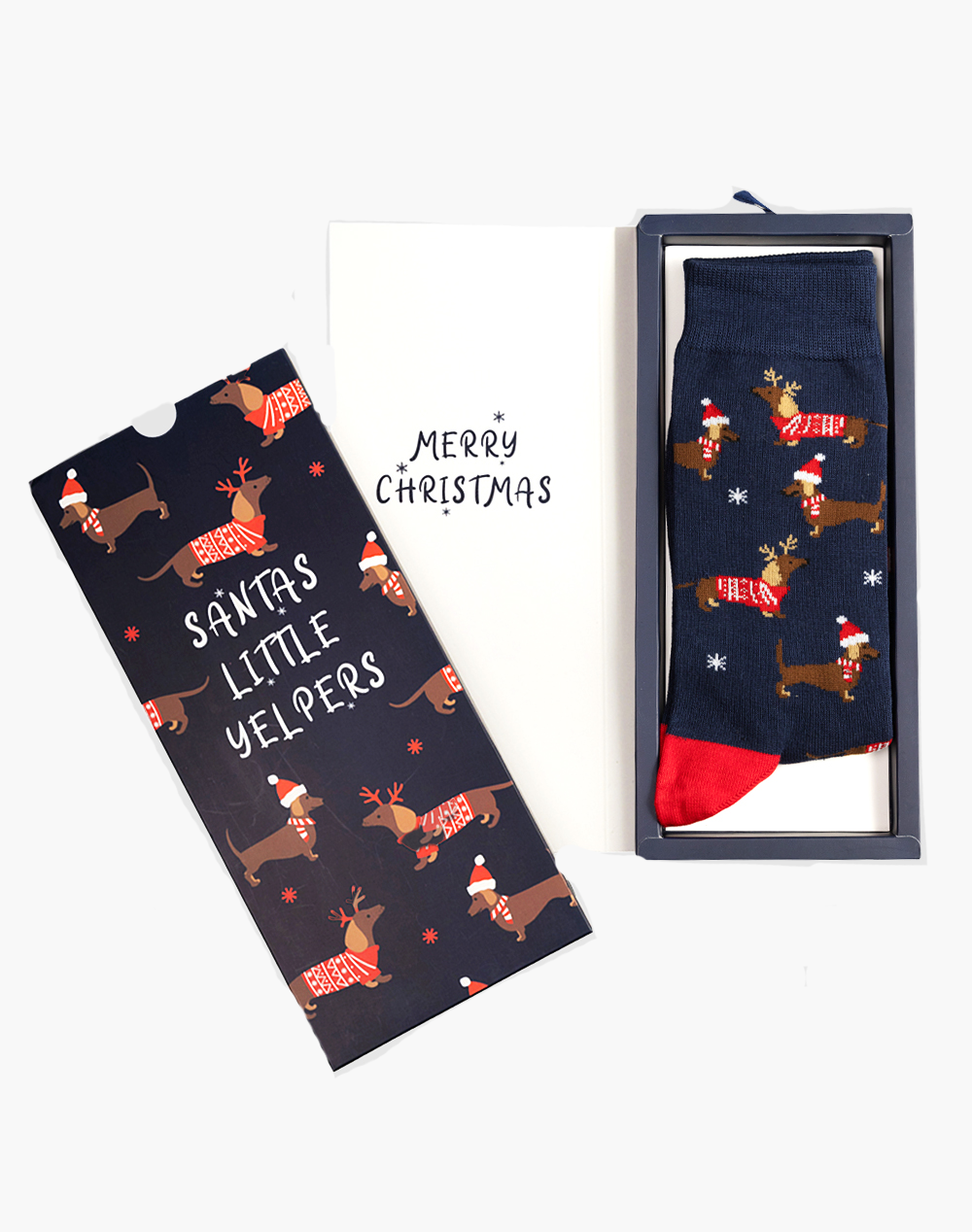MENS SANTAS LITTLE YELPERS SOCK CARD