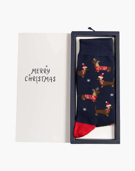 MENS SANTAS LITTLE YELPERS SOCK CARD