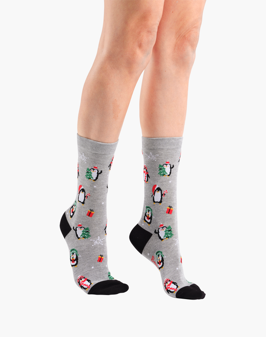 WOMENS CHRISTMAS PENGUINS BAMBOO SOCKS