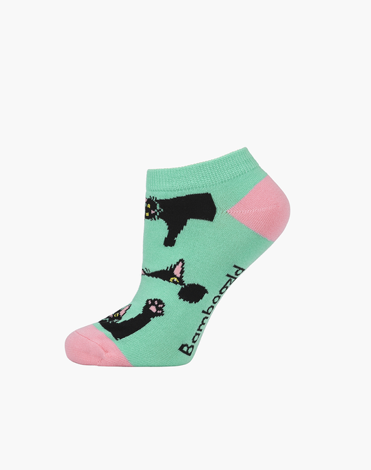 WOMENS BLACK CAT BAMBOO PED SOCK