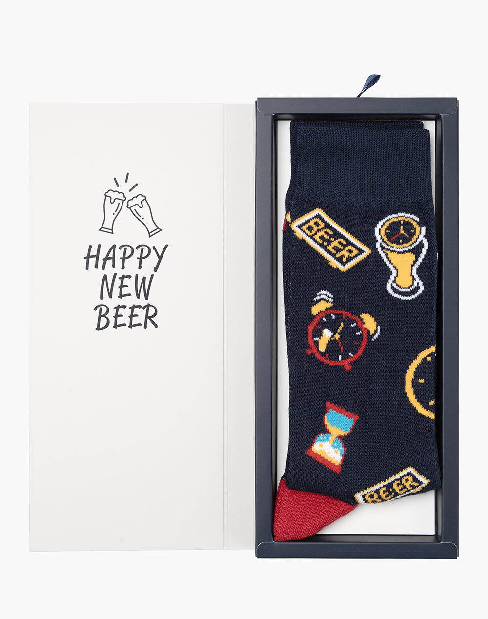 MENS HAPPY NEW BEER BAMBOO SOCK CARD