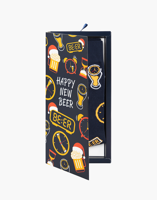MENS HAPPY NEW BEER BAMBOO SOCK CARD