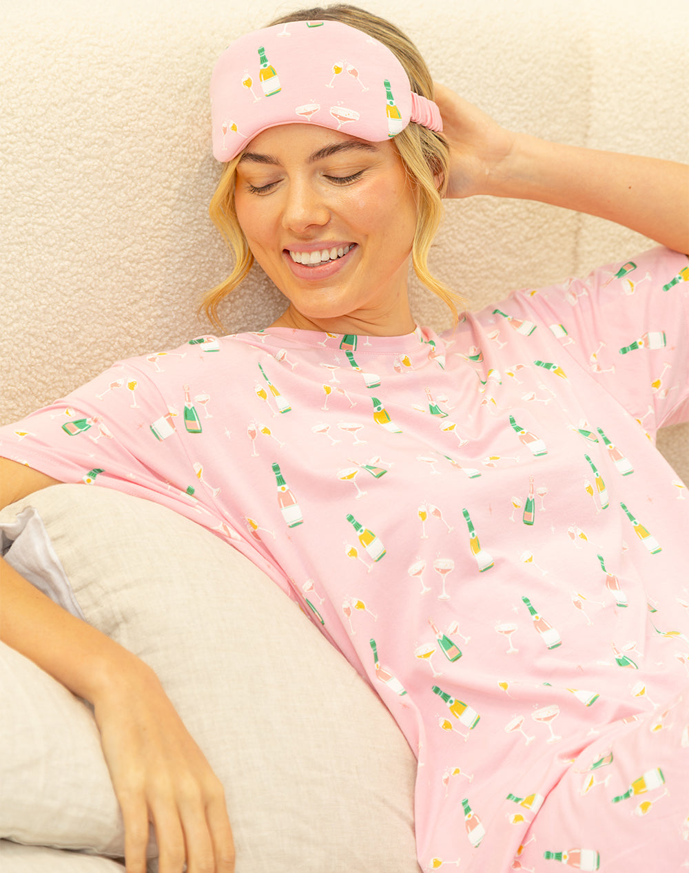 LUXE BAMBOO JERSEY CHAMPAGNE BUBBLES SLEEP MASK