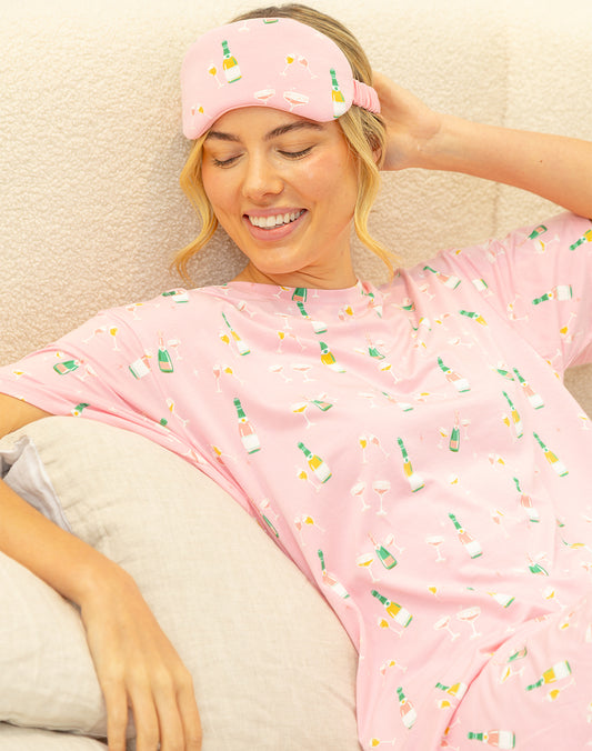LUXE BAMBOO JERSEY CHAMPAGNE BUBBLES SLEEP MASK