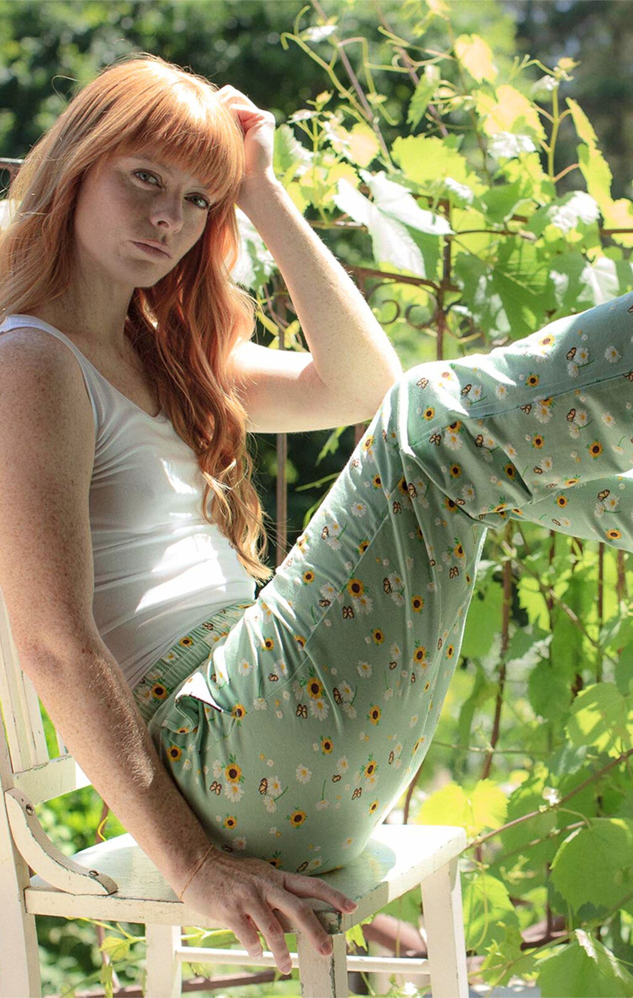 WOMENS FLOWERS BAMBOO JERSEY SLEEP PANT