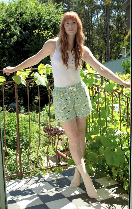 WOMENS FLOWERS BAMBOO JERSEY SLEEP SHORT