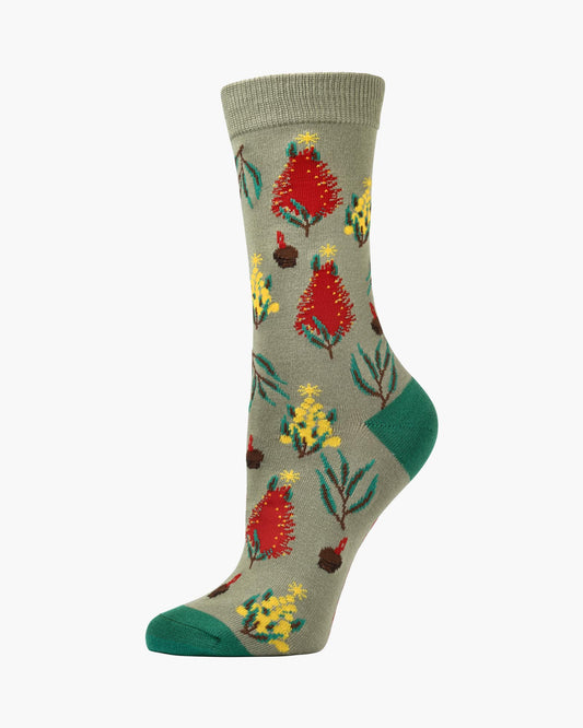 WOMENS AUSSIE TREES BAMBOO SOCK