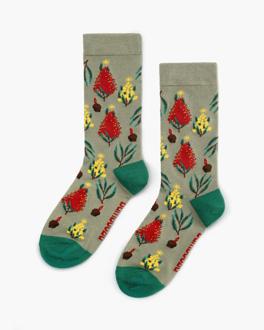 WOMENS AUSSIE TREES BAMBOO SOCK