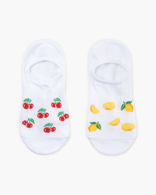 WOMENS SUMMER FRUITS 2PK BAMBOO INVISIBLE SOCKS