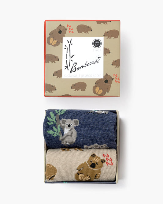 MENS WALLY WOMBAT & KOALA 2PK GIFT BOX
