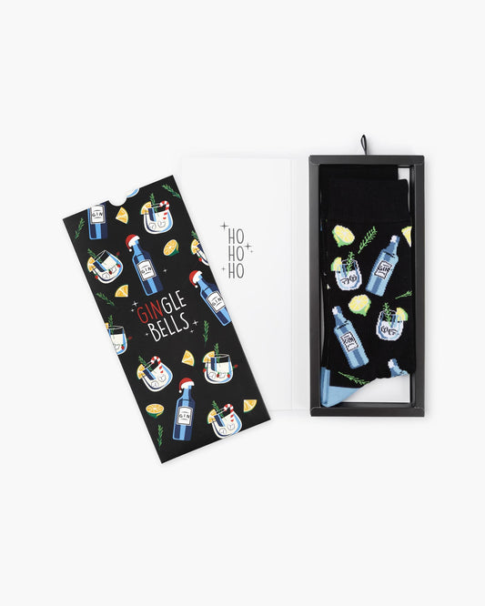 MENS GIN-GLE BELLS BAMBOO SOCK CARD