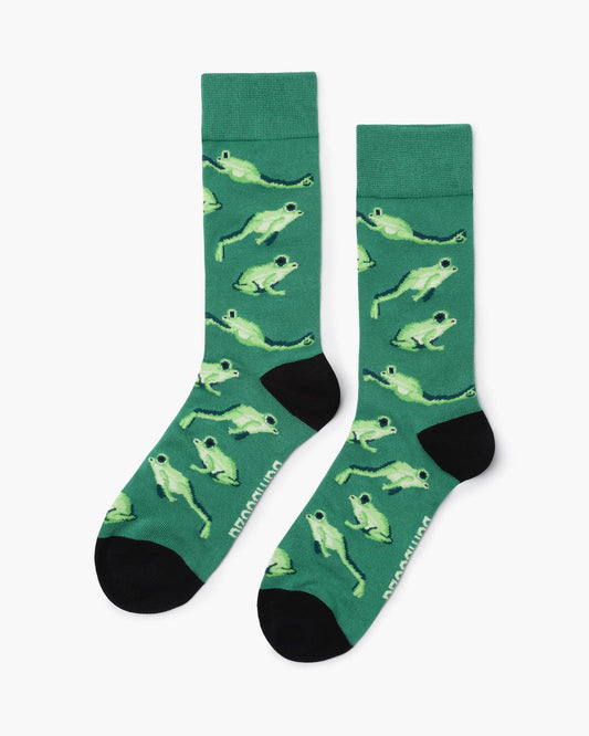 MENS GREEN TREE FROG BAMBOO SOCK