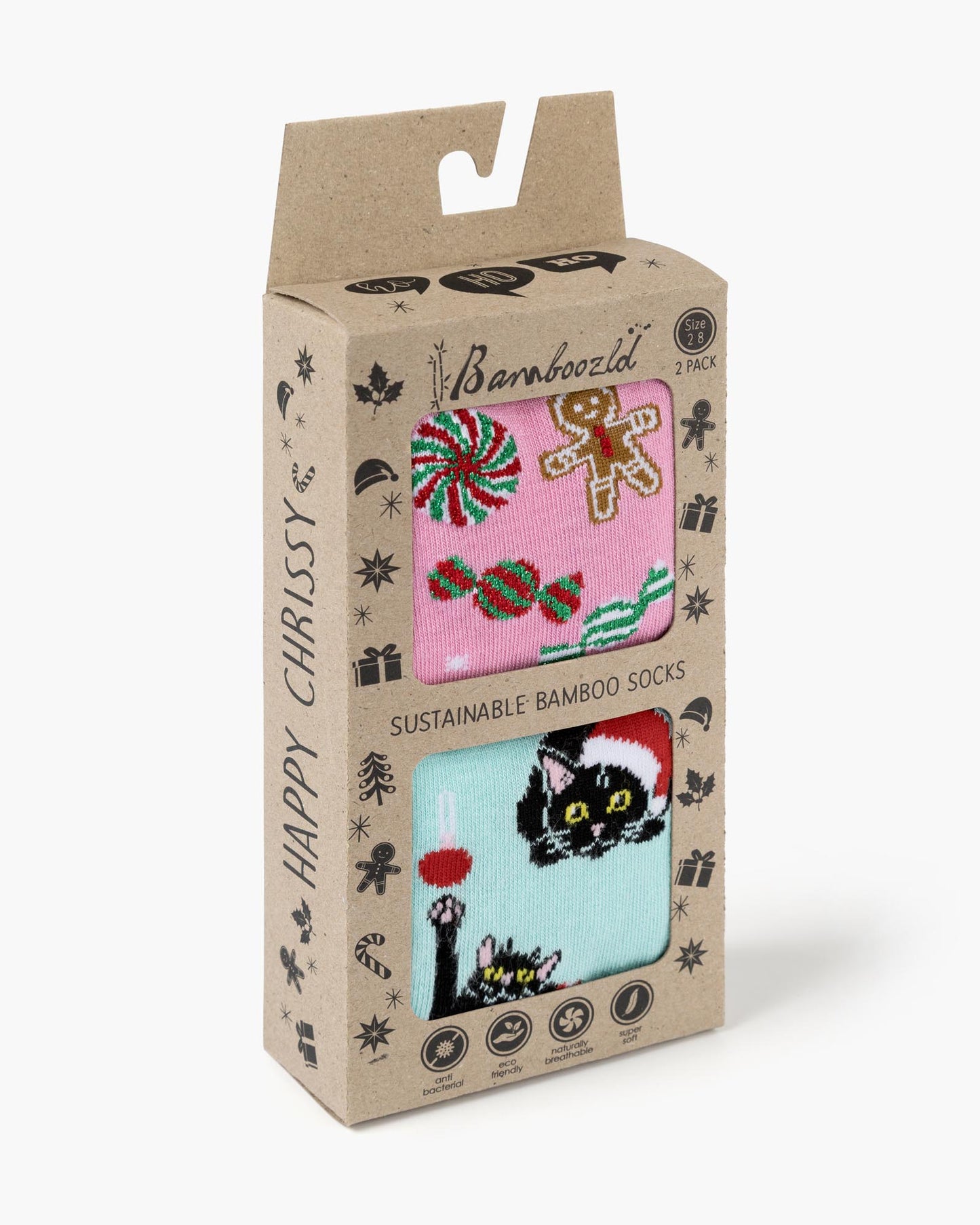 WOMENS 2PK GINGERBREAD & MEOWY CAT HANGING GIFT BOX