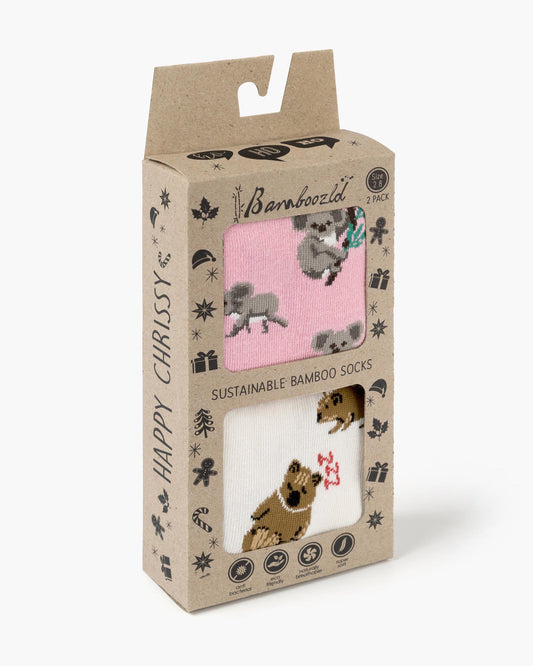 WOMENS 2PK CHRISSY KOALA & WOMBAT HANGING GIFT BOX