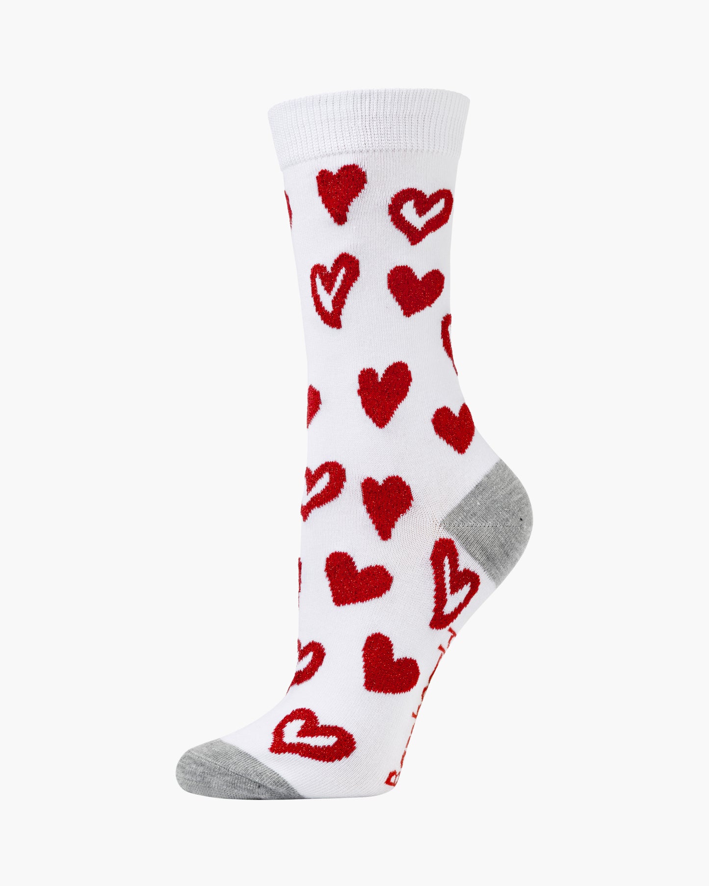 WOMENS LUREX HEARTS BAMBOO SOCK