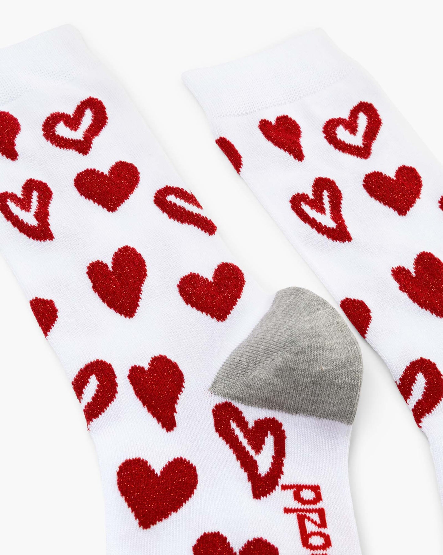 WOMENS LUREX HEARTS BAMBOO SOCK