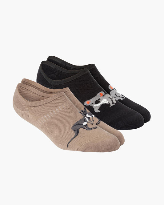 MENS NATIVE ANIMALS 2PK BAMBOO INVISIBLE SOCKS