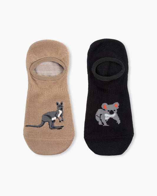 MENS NATIVE ANIMALS 2PK BAMBOO INVISIBLE SOCKS