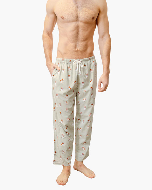 MENS FRENCH BULLDOG BAMBOO WOVEN SLEEP PANT