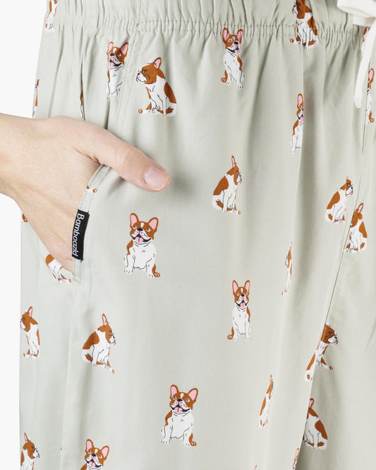 WOMENS FRENCH BULLDOG BAMBOO WOVEN SLEEP PANT