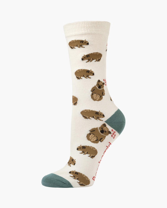 WOMENS WALLY WOMBAT BAMBOO SOCK - NATURAL