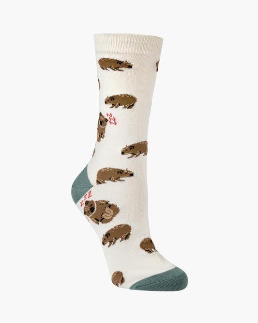 WOMENS WALLY WOMBAT BAMBOO SOCK - NATURAL