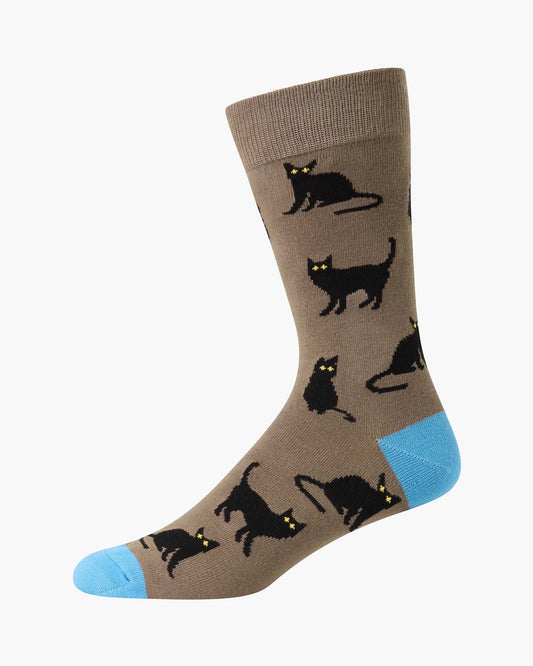 MENS BLACK CATS BAMBOO SOCK
